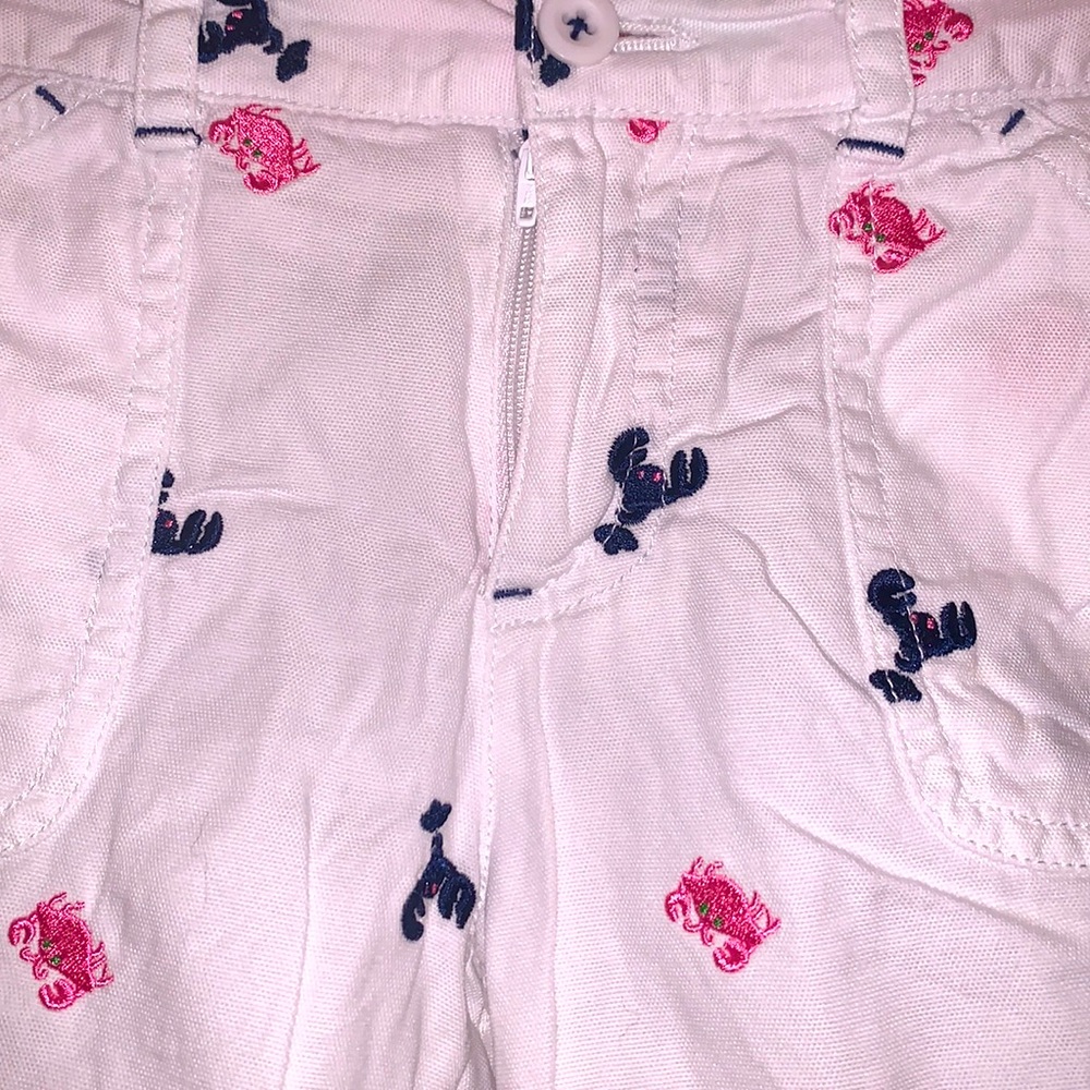 Lilly Pulitzer White Shorts Embroidered Navy Pink Crabs Lobsters Girls Size 10 - Picture 3 of 9